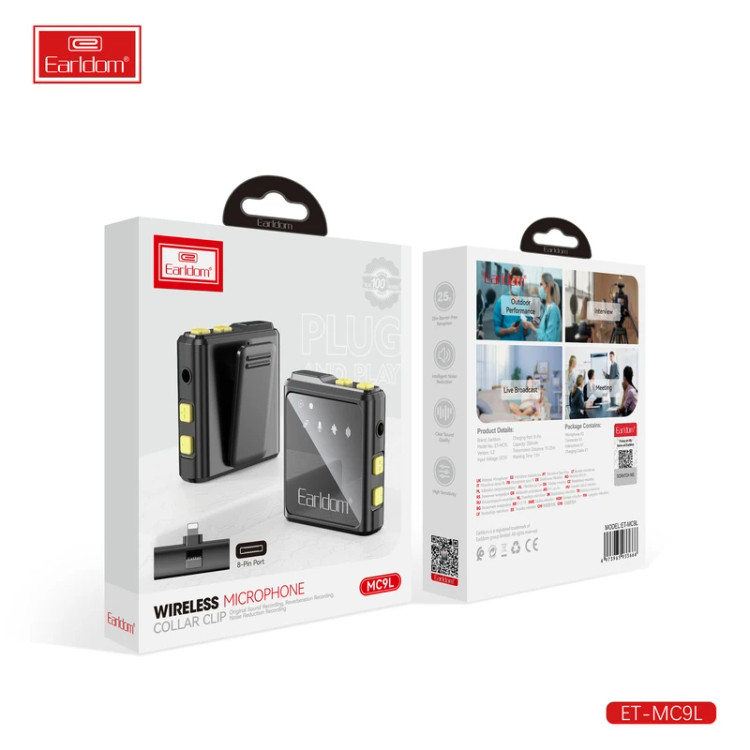 قیمت و خرید میکروفون بی سیم یقه ای دو عددی ارلدام مدل EARLDOM MC9L
