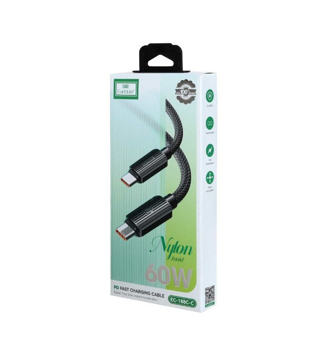 قیمت و خرید کابل شارژ فست تایپ سی به تایپ سی ارلدام مدل EARLDOM EC-188C-C