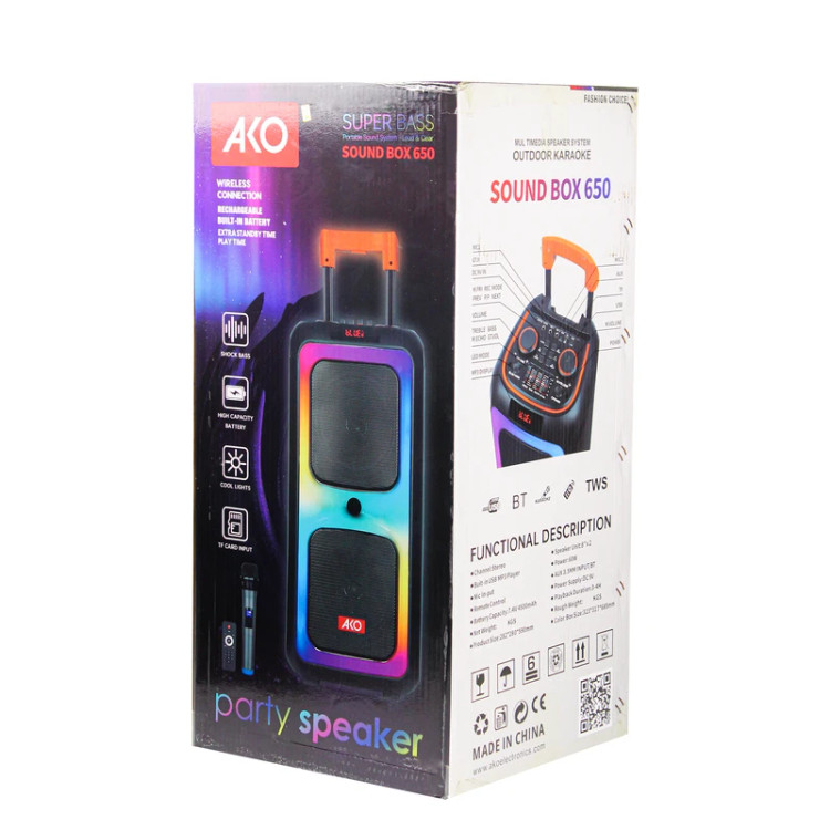 قیمت و خرید اسپیکر بلوتوثی قابل حمل آکو مدل AKO SOUNDBOX 650